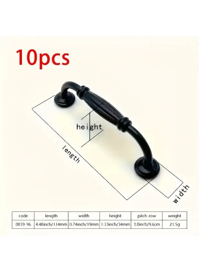 10pcs Black Metal Cabinet Handles 9.6cm Hole Spacing Polished Finish Easy Install - Image 3
